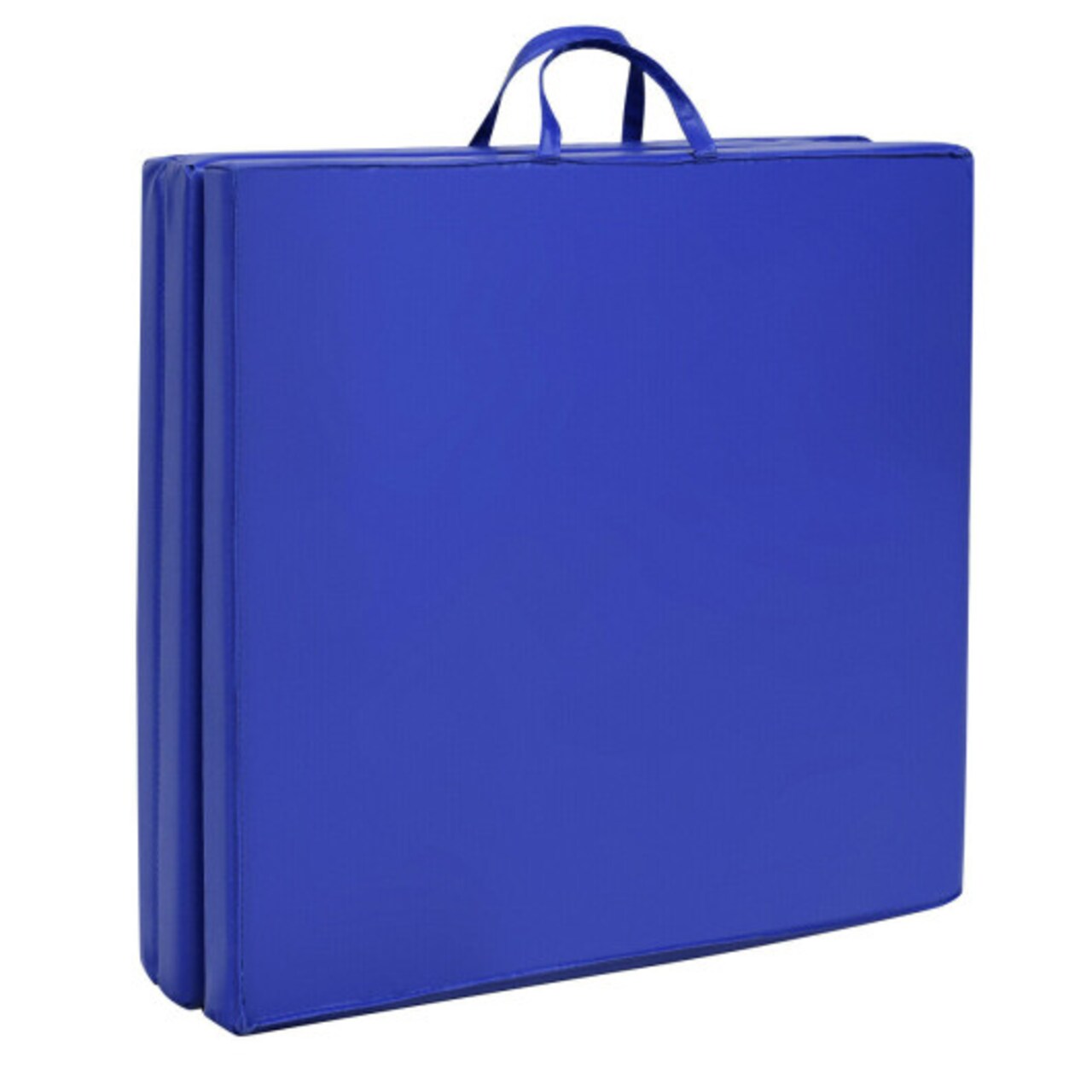 Blue PU Leather Foldable Gymnastics Mat with 2” High-Density EPE Foam for Training and Exercise